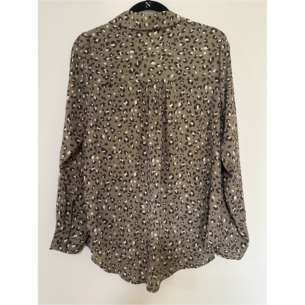 Animal Print Leopard Mittoshop Button Down Shirt M Olive Green Safari Gorpcore - Picture 6 of 6